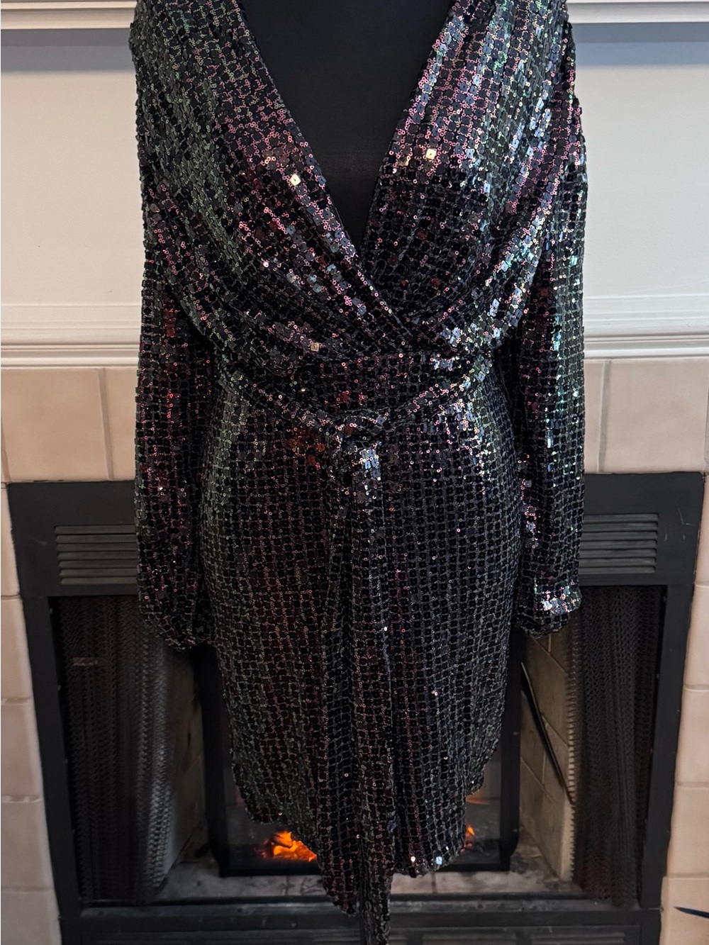 Fashion Nova Multi Color Sequin Wrap Style Dress